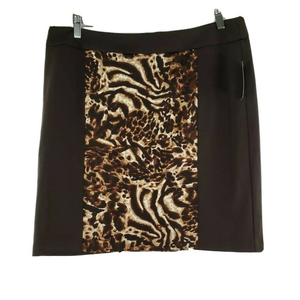 Nue‎ Options Womens Skirt Size PXL Brown Animal Pri